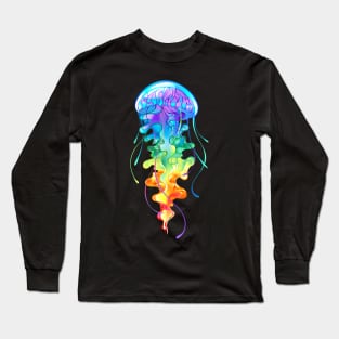 Glowing Rainbow Jellyfish Long Sleeve T-Shirt
